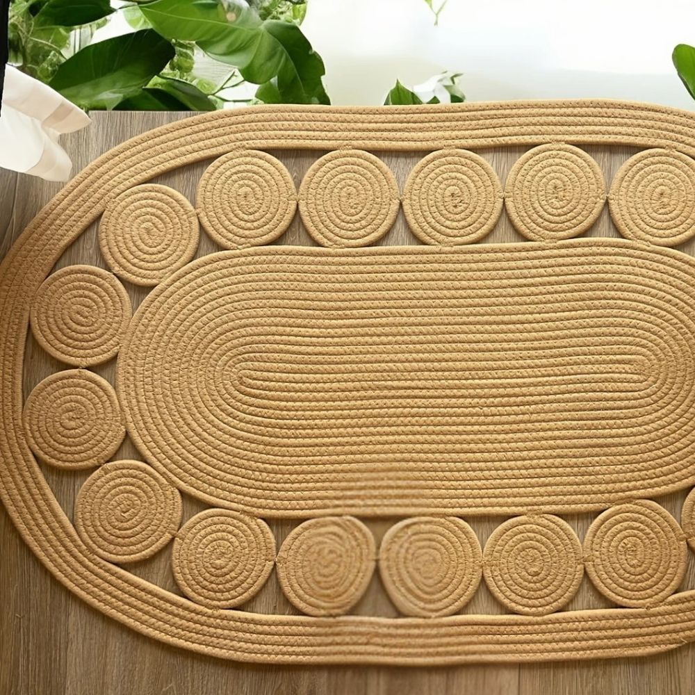Sun Spiral Oval Bohemian Microfiber Rug