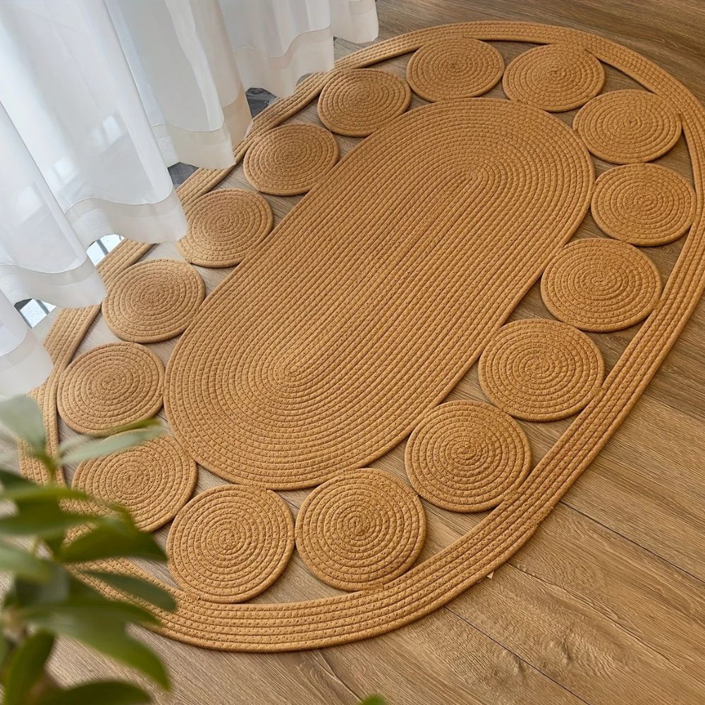 Sun Spiral Oval Bohemian Microfiber Rug