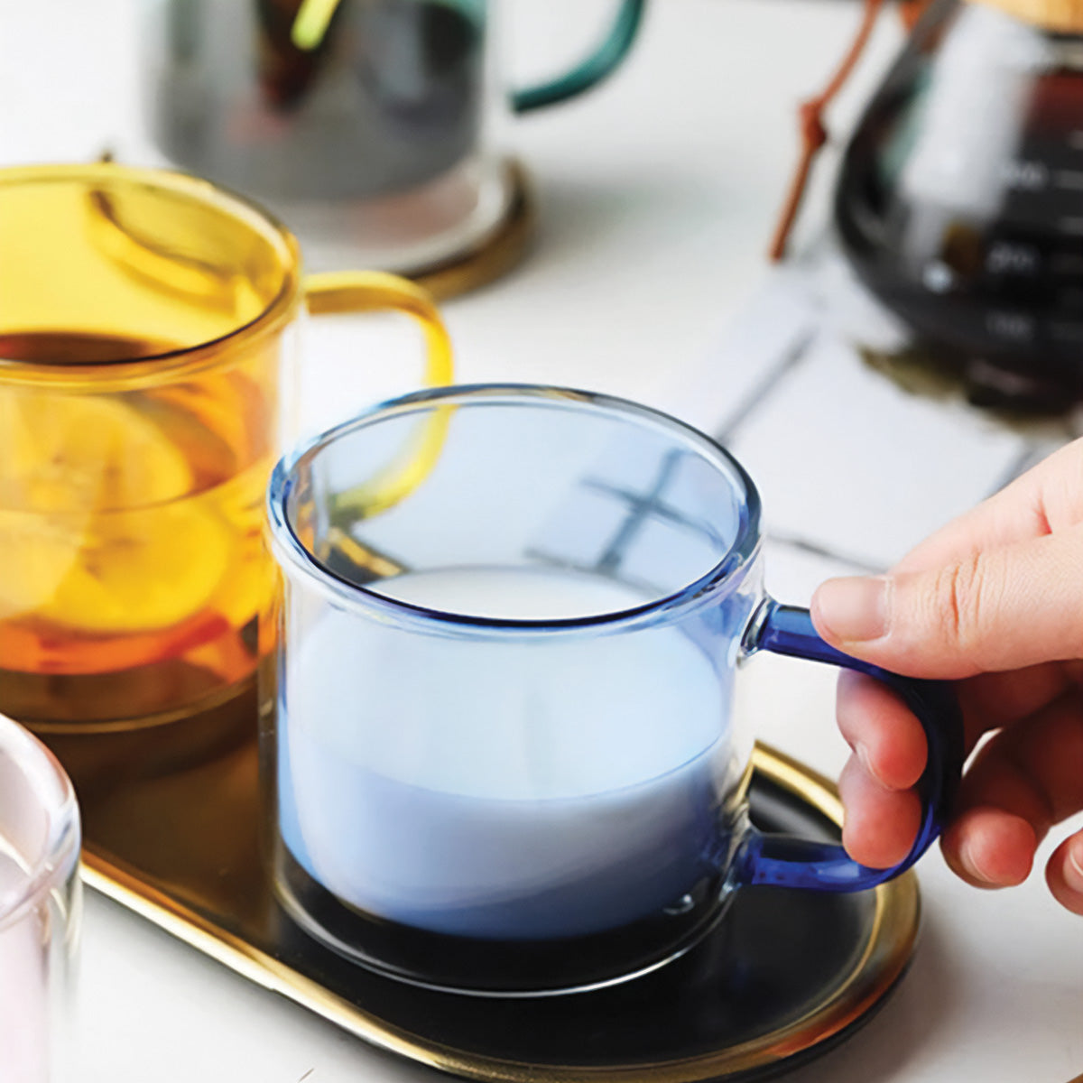 Double-Walled Tinted Glass Coffee Mug 12 oz