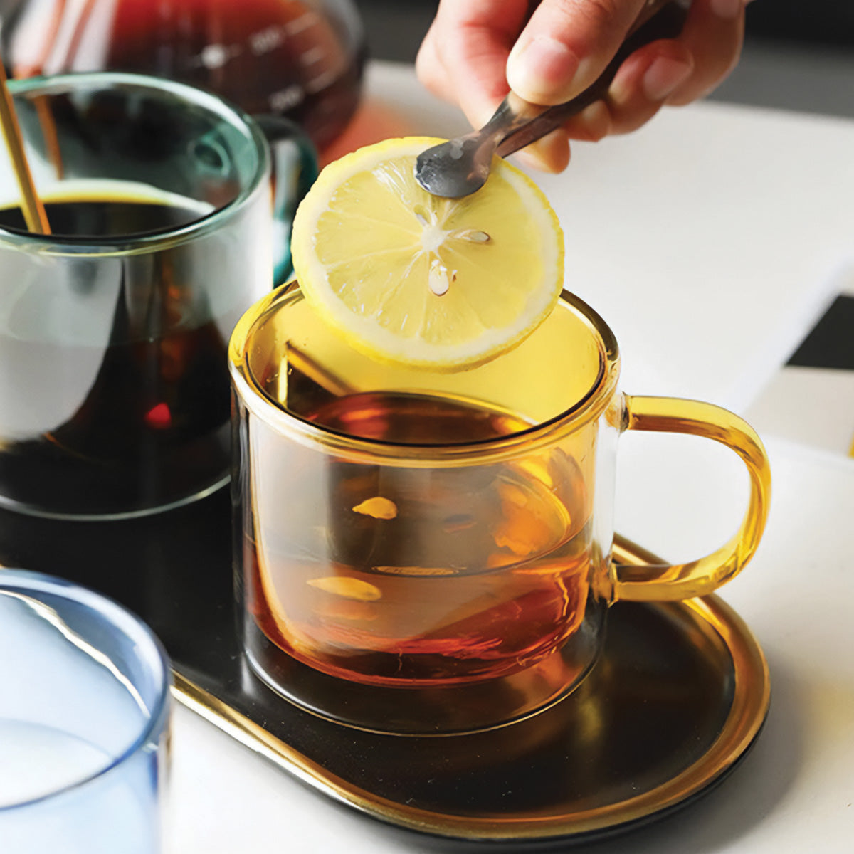 Double-Walled Tinted Glass Coffee Mug 12 oz