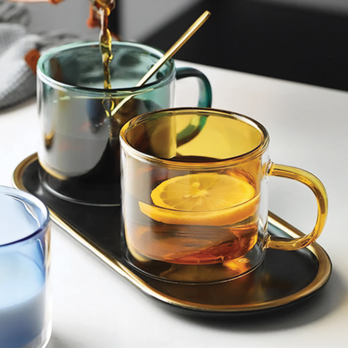 Double-Walled Tinted Glass Coffee Mug 12 oz