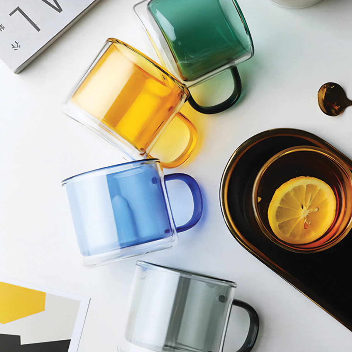 Double-Walled Tinted Glass Coffee Mug 12 oz