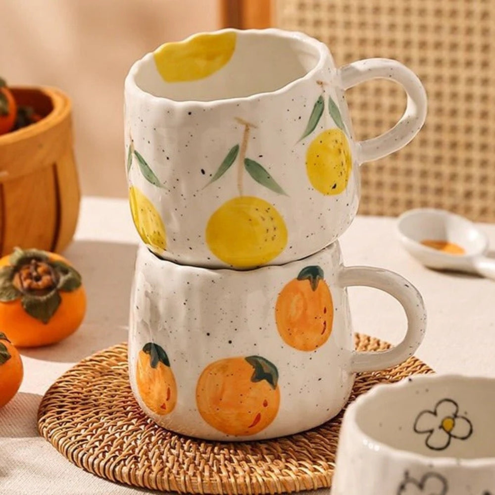 Hand-Painted Fruit Ceramic Coffee Mug