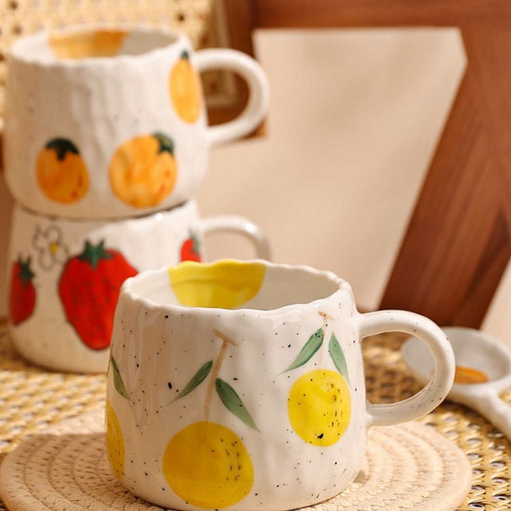 Hand-Painted Fruit Ceramic Coffee Mug