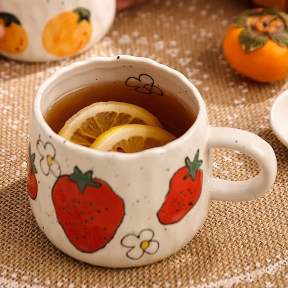 Hand-Painted Fruit Ceramic Coffee Mug