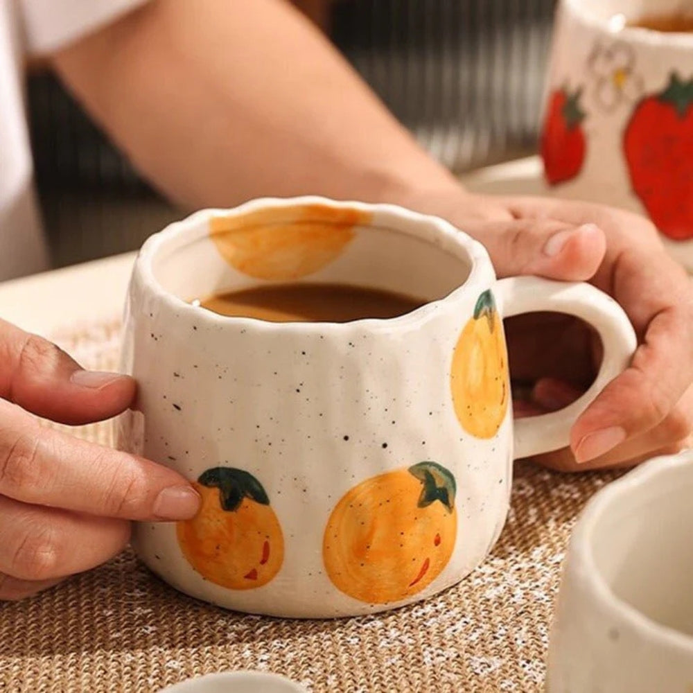 Hand-Painted Fruit Ceramic Coffee Mug