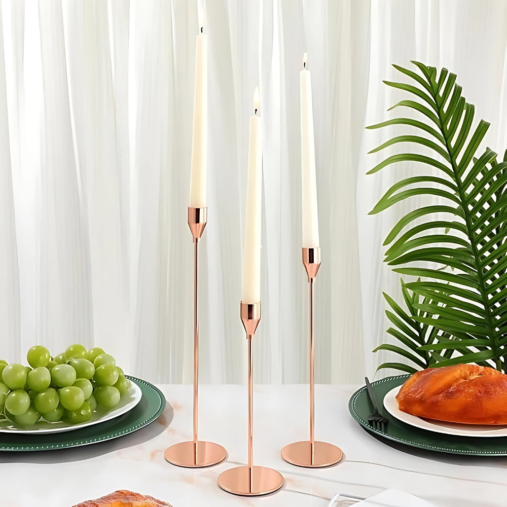 Tall Stainless Steel Candle Holder Set - Modern Trio