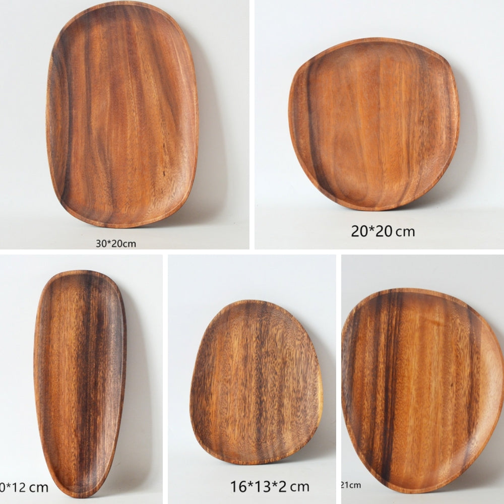 Acacia Wood Oval Serving Trays Set