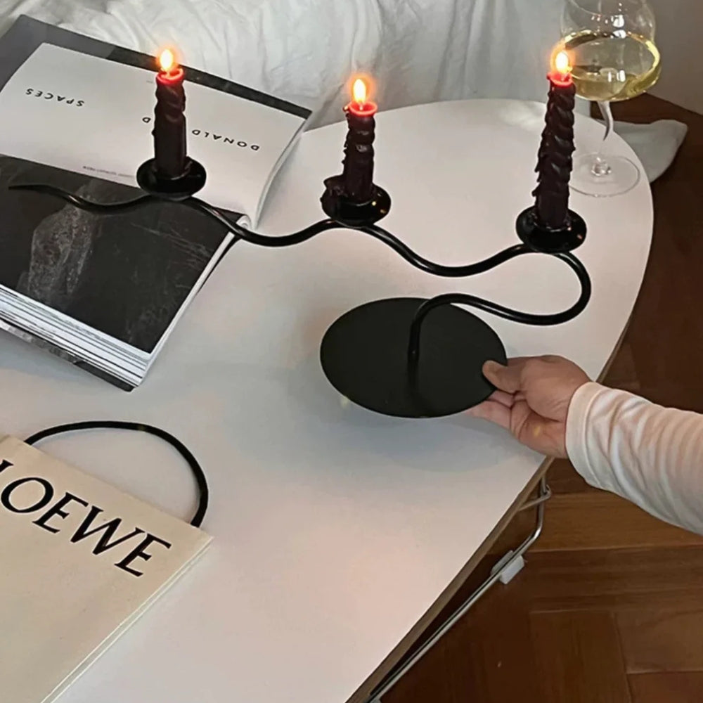 Tri Iron Twisted Candle Holder for Elegant Home Decor