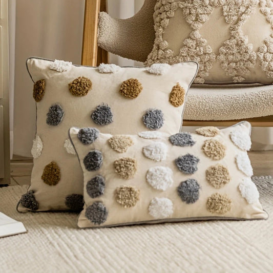 Textured Polka Dot Tufted Cushion Cover