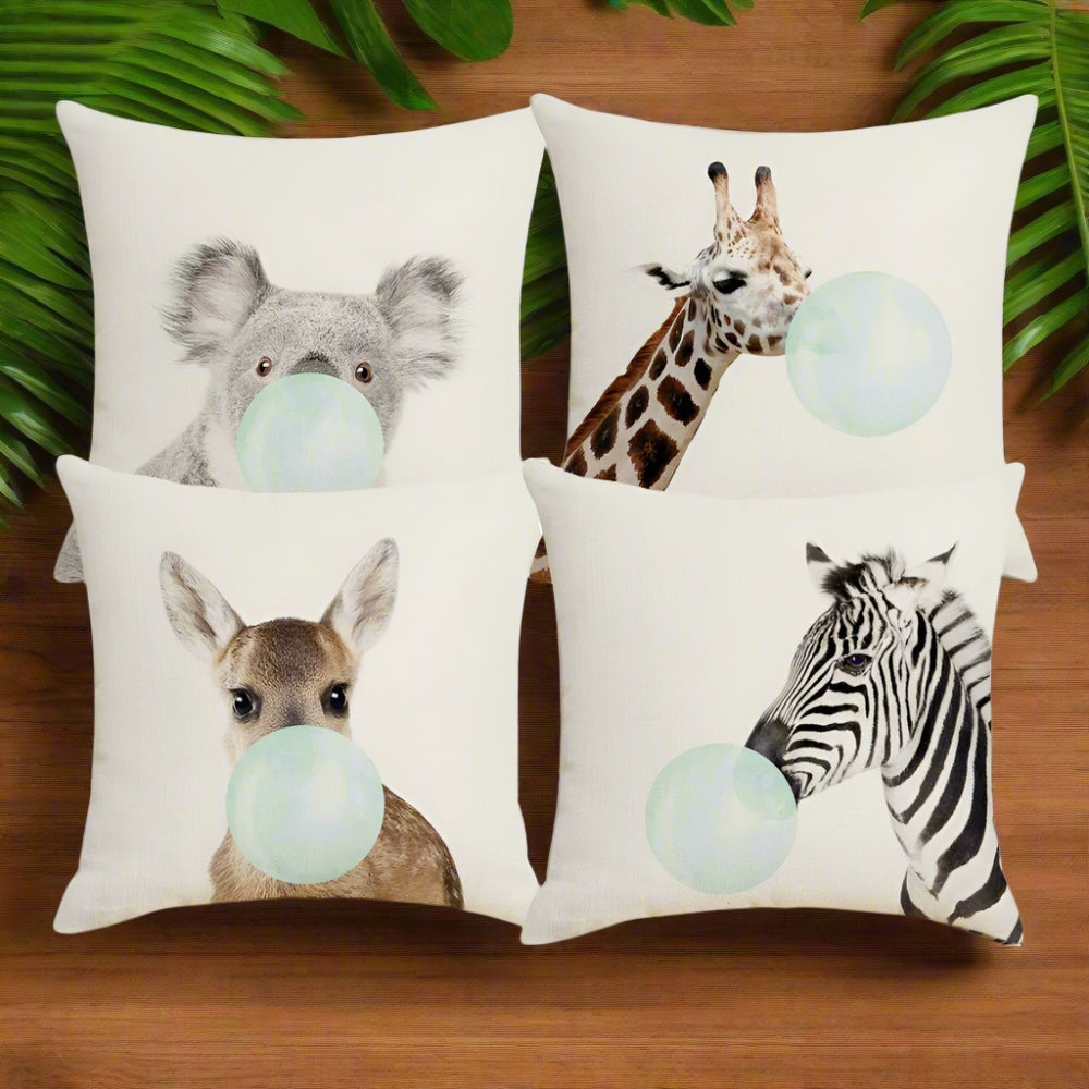 Animal Print Bubble Gum Cushion Cover