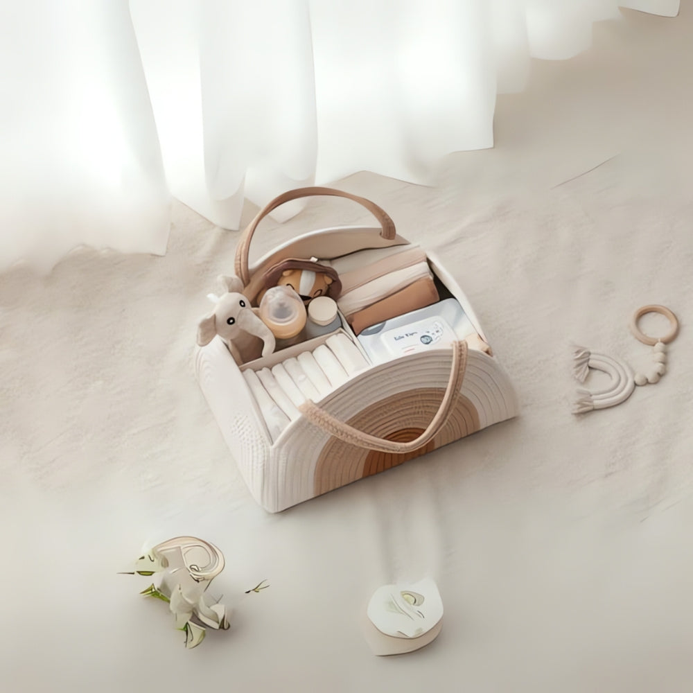 Neutral Tone Woven Baby Storage Organizer