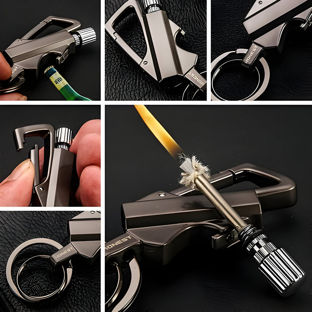 Waterproof Flint Fire Starter Keychain with Bottle Opener