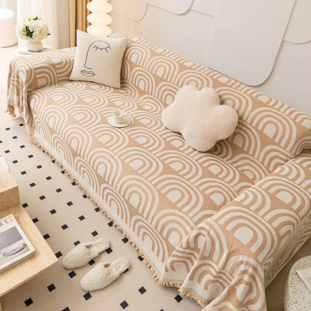 Chenille Half-Arch Sofa Cover in Plush Fabric