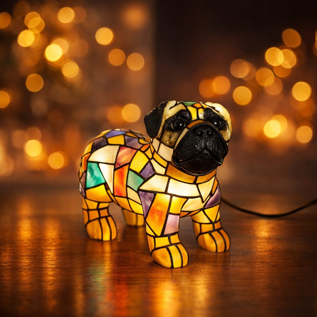 Dog Figurine Table Lamp with Warm Ambient Light