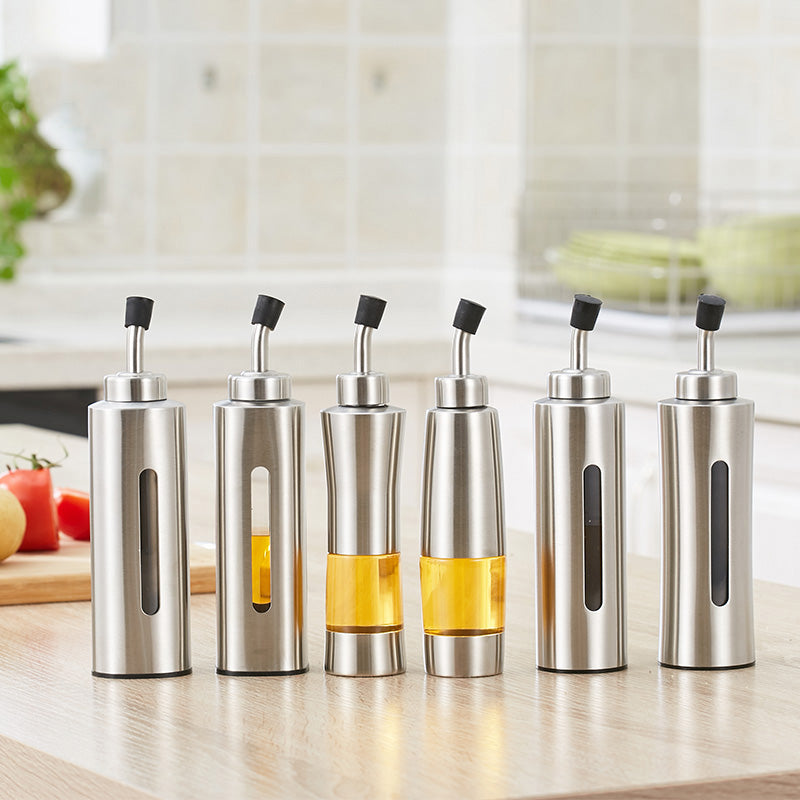 Stainless Steel Spout Glass Carafe for Oil and Vinegar