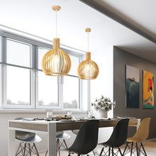 Handcrafted Wooden Pendant Lamp - Adjustable Height, Artisanal Design