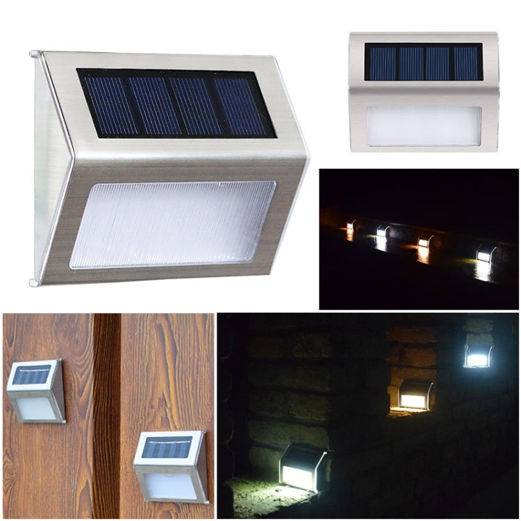 Solar Stainless Steel LED Stair Wall Lamp - 2 Pack Outdoor Garden Light