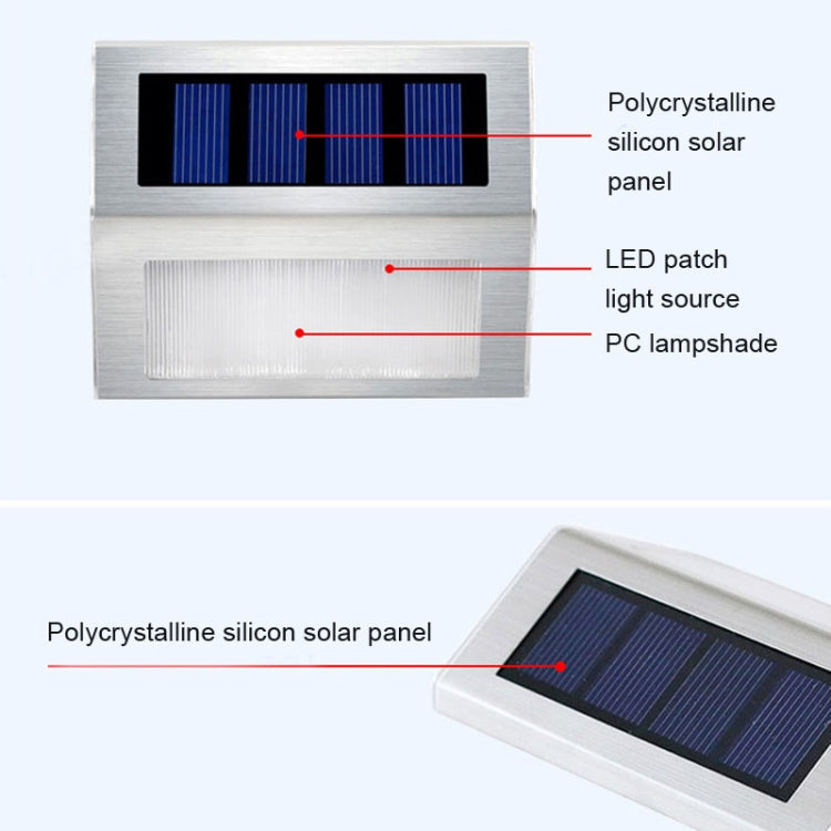 Solar Stainless Steel LED Stair Wall Lamp - 2 Pack Outdoor Garden Light
