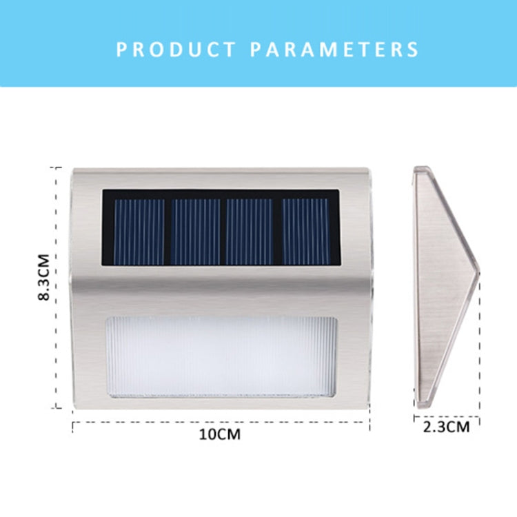 Solar Stainless Steel LED Stair Wall Lamp - 2 Pack Outdoor Garden Light