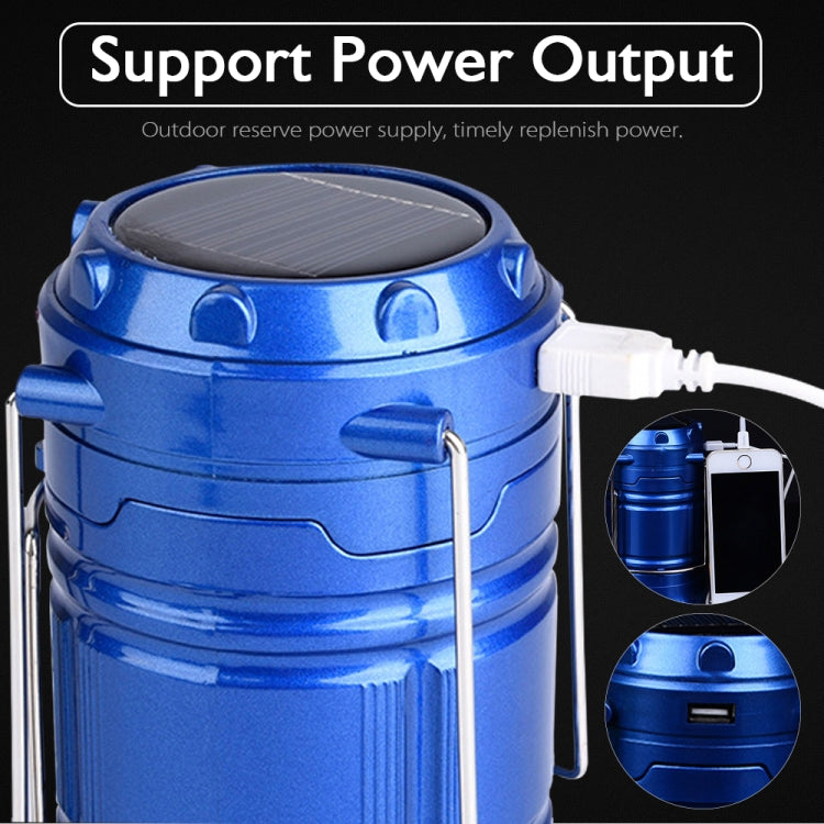 Solar Rechargeable LED Camping Lantern with USB Output and Detachable Hook