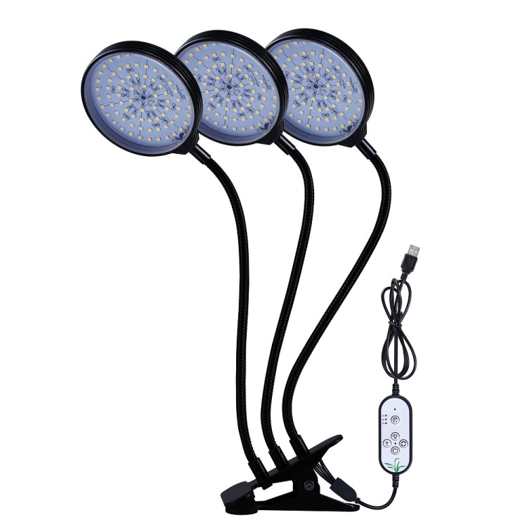LED Plant Growth Lamp with USB Remote Control, Waterproof Full Spectrum Light, 3 Adjustable Heads