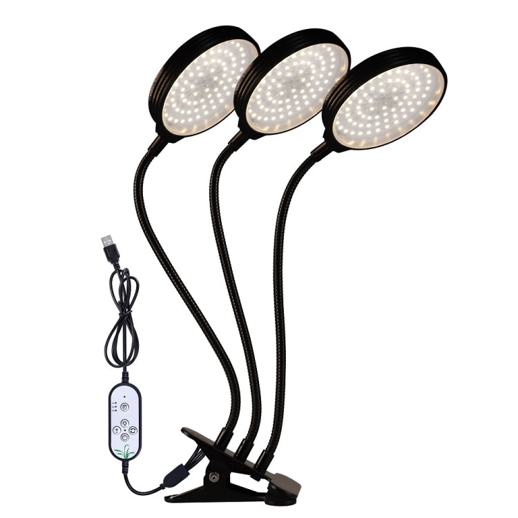LED Plant Growth Lamp with USB Remote Control, Waterproof Full Spectrum Light, 3 Adjustable Heads