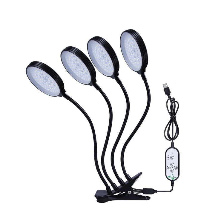 LED Plant Growth Lamp with USB Remote Control, Waterproof Full Spectrum Light, 4 Adjustable Heads