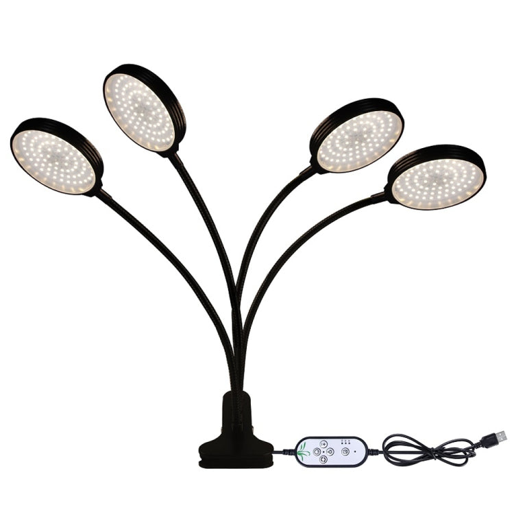 LED Plant Growth Lamp with USB Remote Control, Waterproof Full Spectrum, 4 Adjustable Heads