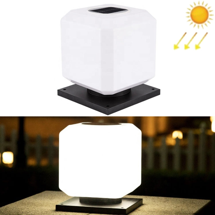 Solar LED Square Outdoor Post Light Waterproof 8 Inch White Light