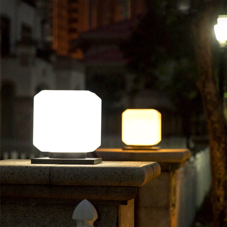 Solar LED Square Outdoor Post Light Waterproof 8 Inch White Light