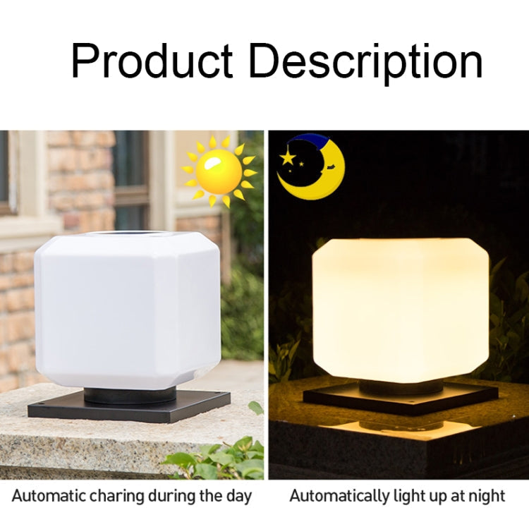 Solar LED Square Outdoor Post Light Waterproof 8 Inch White Light