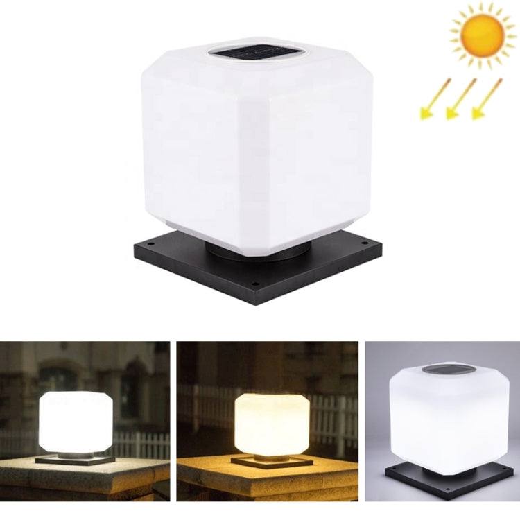 Solar Square Outdoor Post Light - LED Waterproof Wall Light with Tricolor Illumination