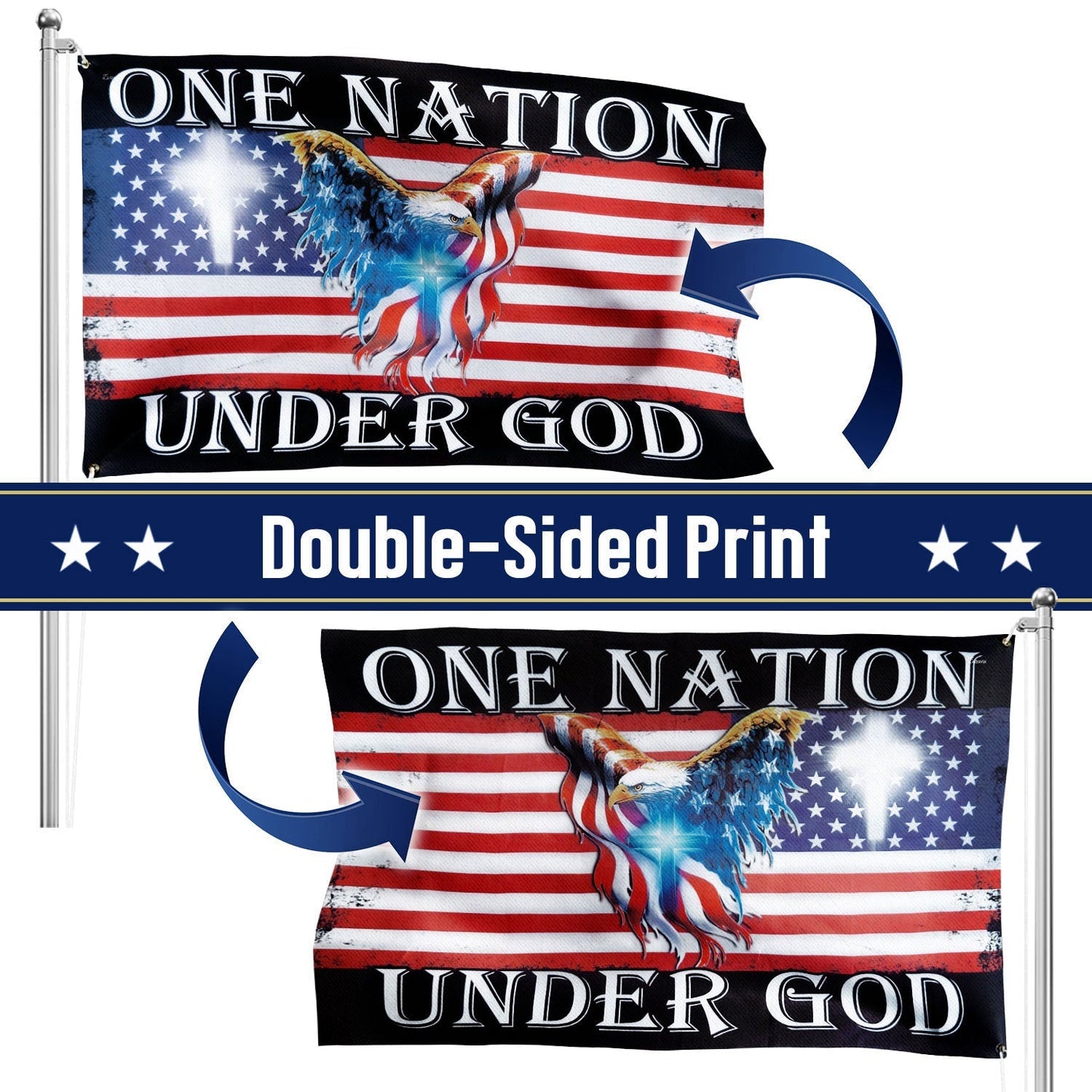 One Nation Under God Grommet Flag - Patriotic Christian Canvas Flag