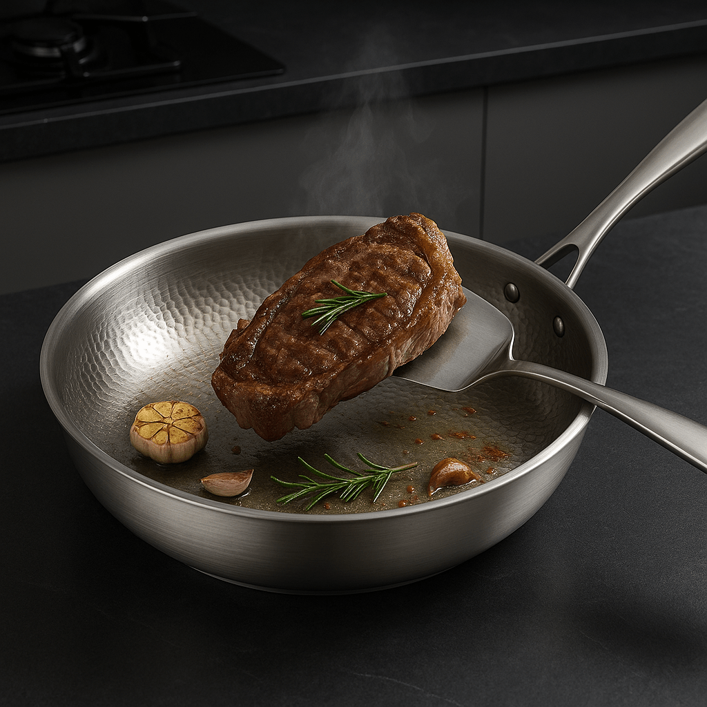 Uncoated Titanium Frying Pan for All Stove Types