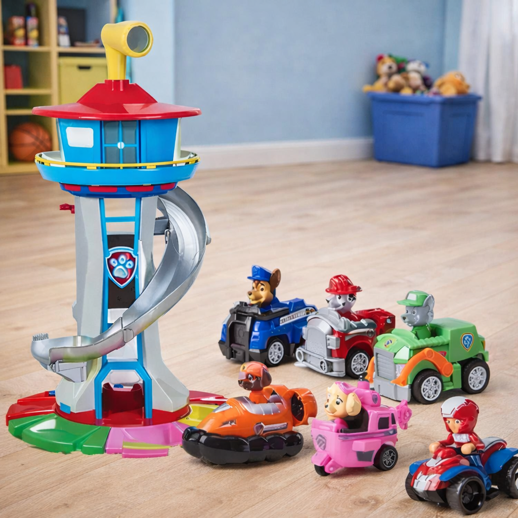 Kids Slide Tower Playset with Toy Cars and Figures