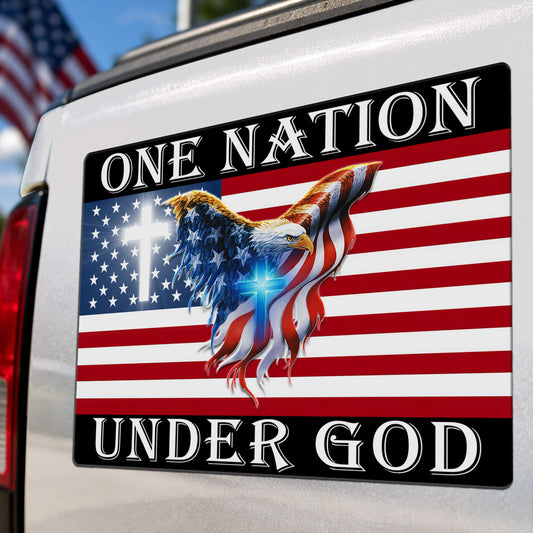 One Nation Under God American Flag Eagle Vinyl Magnet