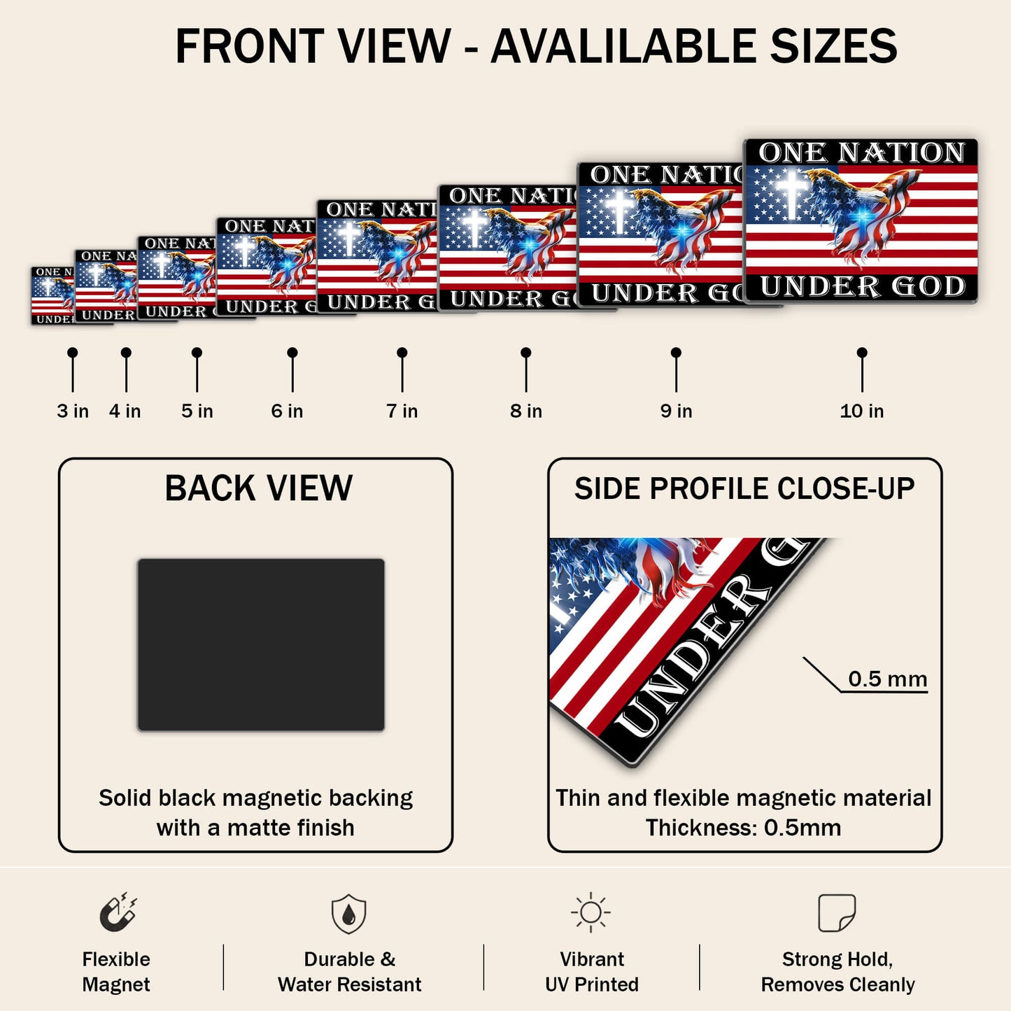 One Nation Under God American Flag Eagle Vinyl Magnet