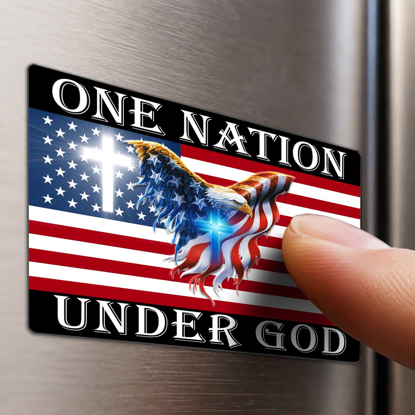 One Nation Under God American Flag Eagle Vinyl Magnet