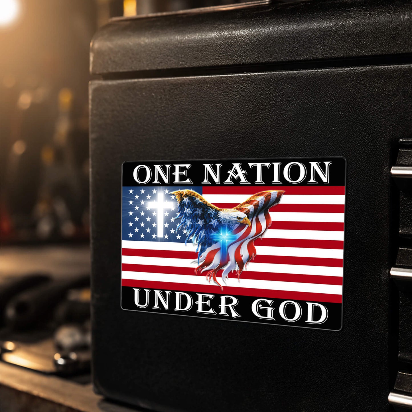 One Nation Under God American Flag Eagle Vinyl Magnet