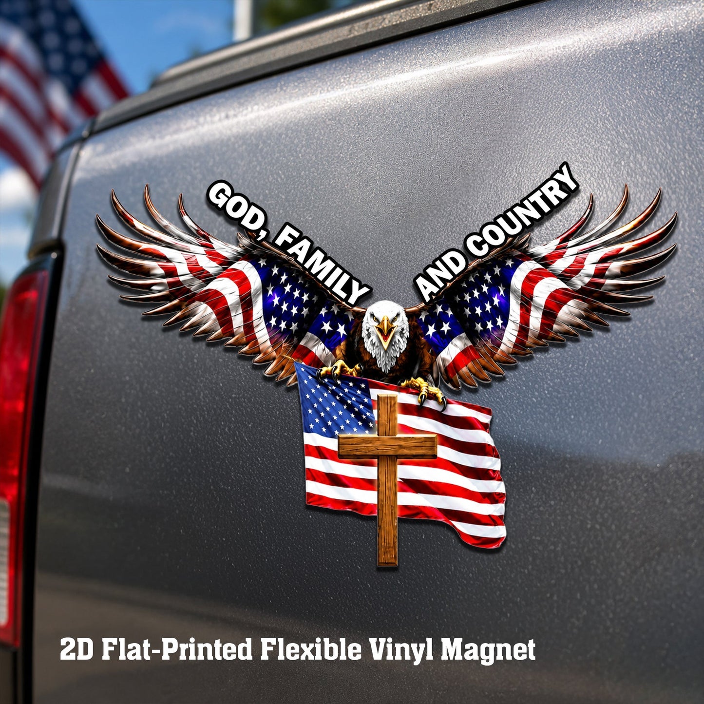 Eagle Cross Die Cut Magnet - Patriotic Gift for Veterans and Father's Day