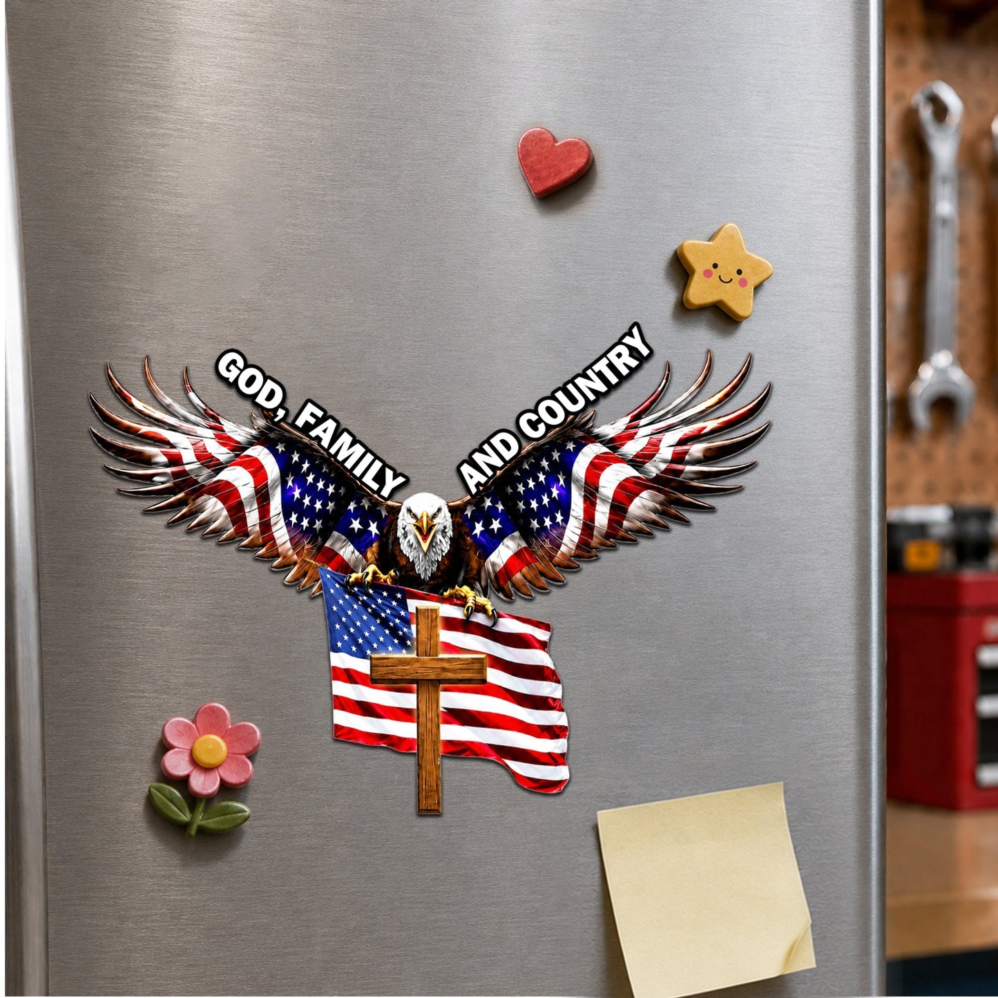 Eagle Cross Die Cut Magnet - Patriotic Gift for Veterans and Father's Day