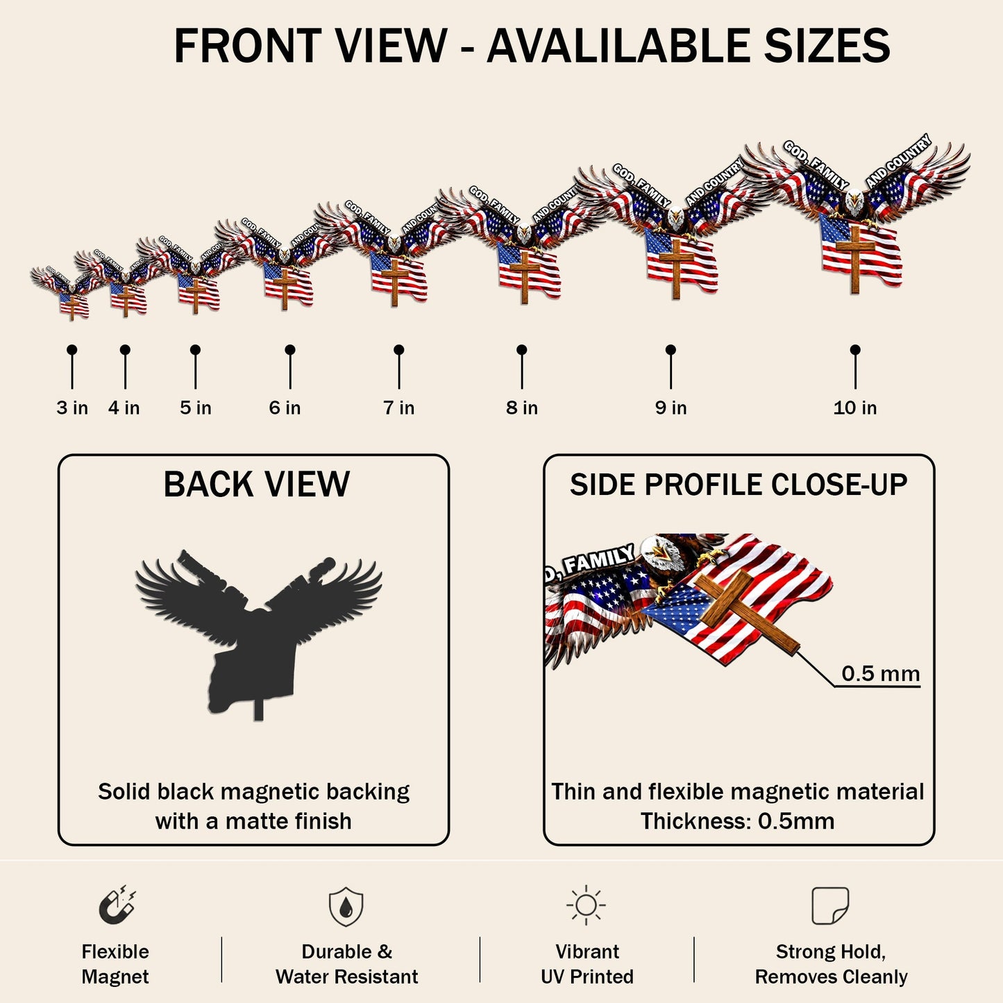Eagle Cross Die Cut Magnet - Patriotic Gift for Veterans and Father's Day