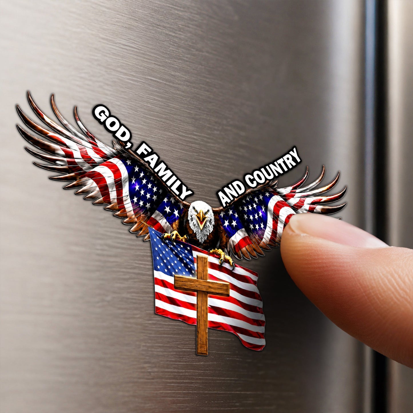 Eagle Cross Die Cut Magnet - Patriotic Gift for Veterans and Father's Day