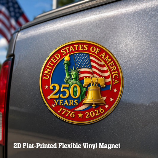 Custom USA 250 Years of Freedom Die Cut Magnet - Liberty Bell Design for Cars and Fridges