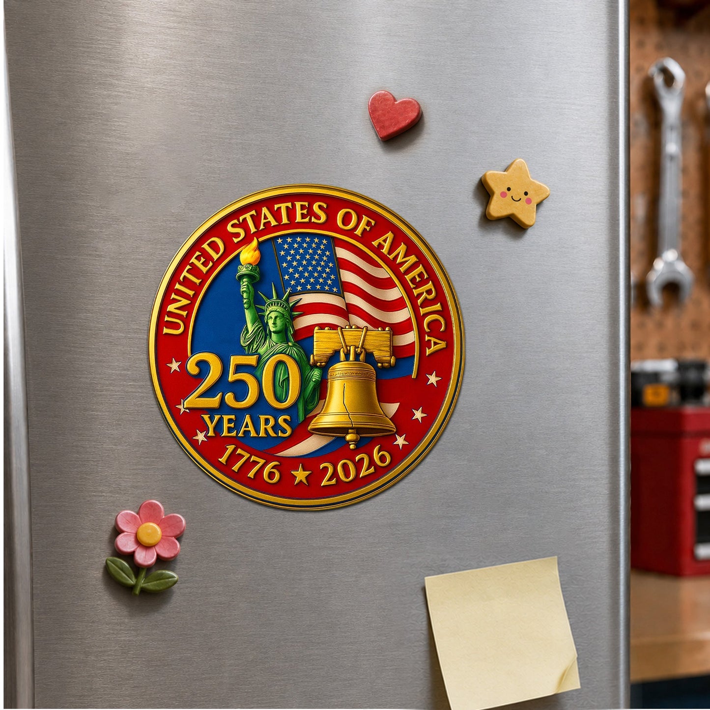 Custom USA 250 Years of Freedom Die Cut Magnet - Liberty Bell Design for Cars and Fridges
