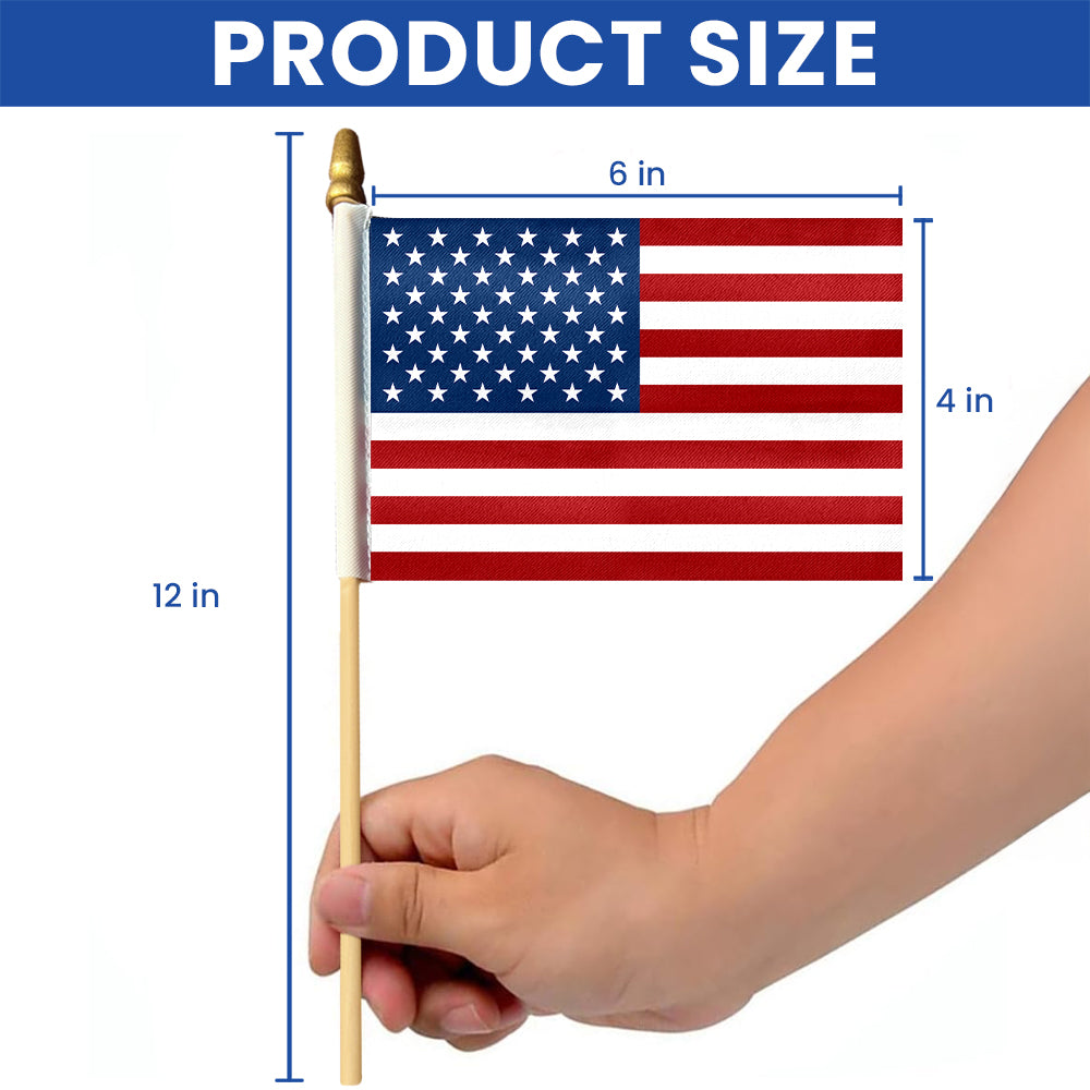 Handheld American Flag on Stick - Double-Sided Durable Mini Flag for Parades and Celebrations