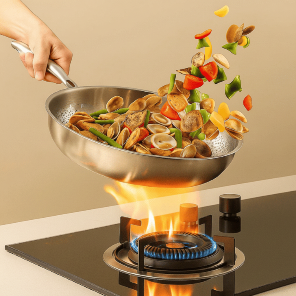 High-Quality Stainless Steel Titanium Pan for Natural Cooking