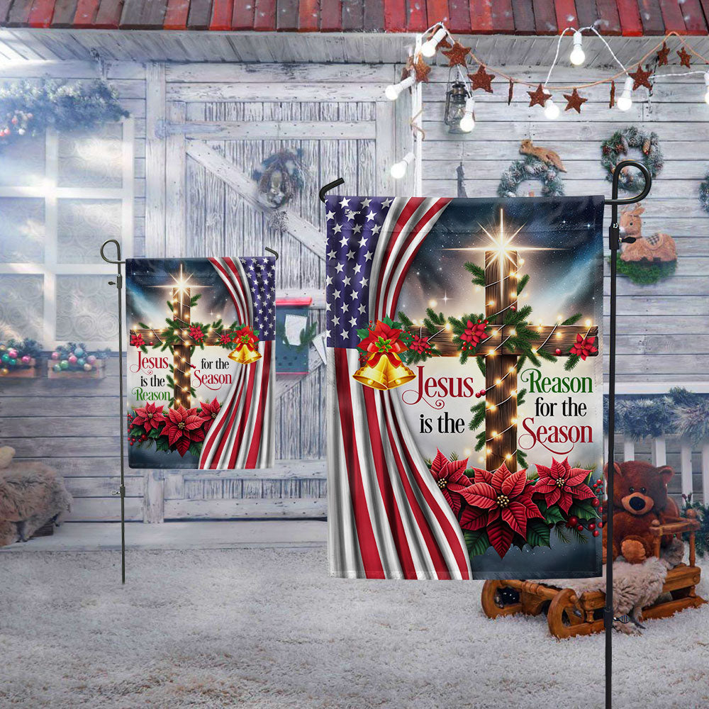 Jesus Is The Reason For The Season Christmas Flag - Double-Sided Canvas Decor
