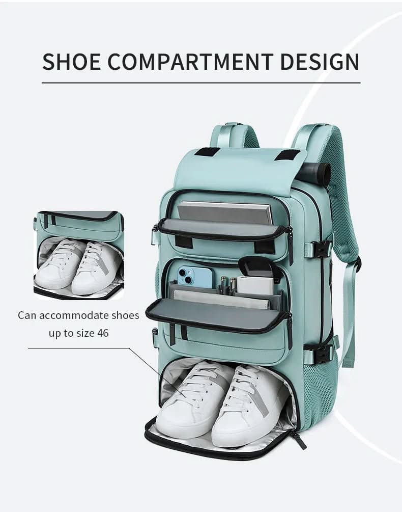 Waterproof Travel Backpack with Laptop Compartment and USB Charging Port